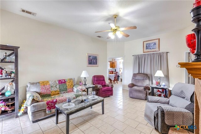 3302 Southhill Dr, Killeen, TX 76549 - living room featuring a ceiling fan and light tile patterned floors