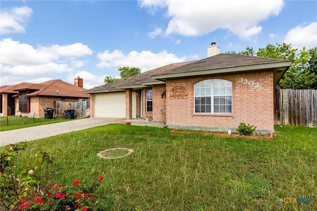 3302 Southhill Dr, Killeen, TX 76549 - ranch-style home featuring brick siding, concrete driveway, a garage, and a chimney