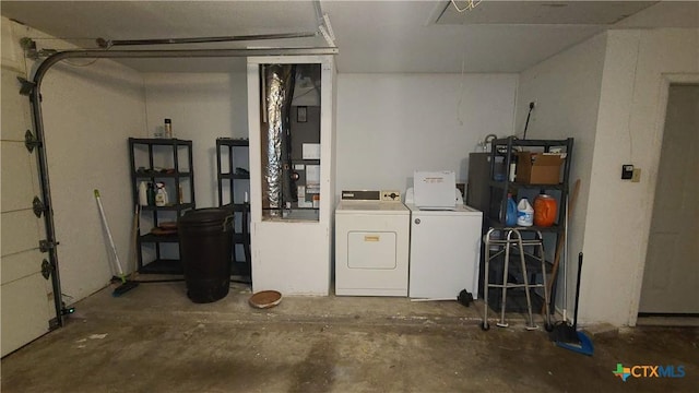 garage featuring separate washer and dryer