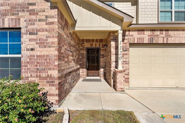 property entrance featuring a garage