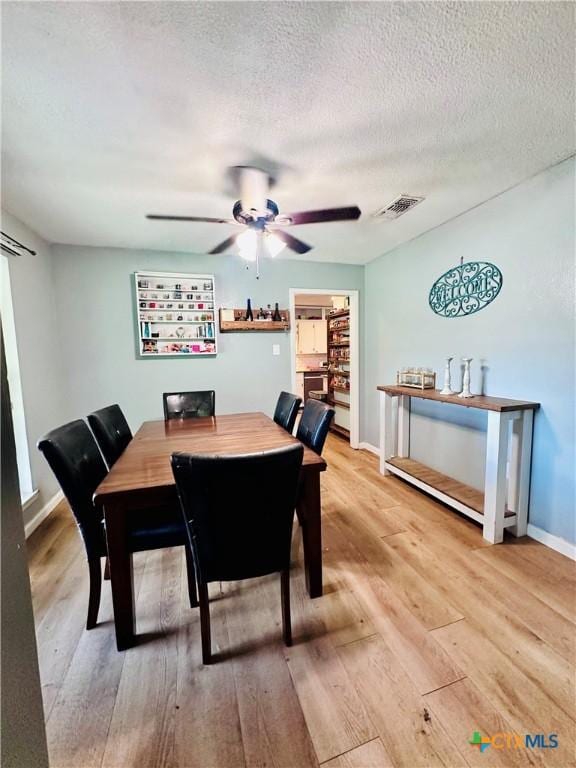 3043 Boys Ranch Rd, Kempner, TX 76539 - dining space featuring light wood finished floors, a textured ceiling, and ceiling fan