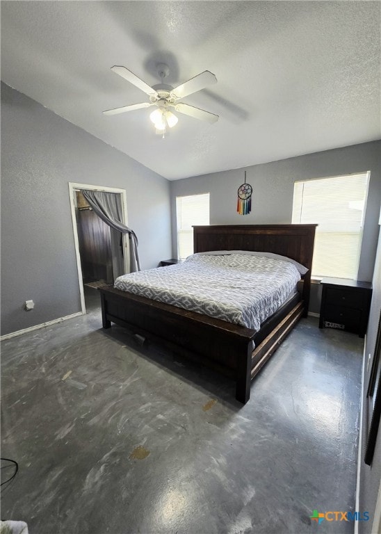 2814 Blackburn Dr, Killeen, TX 76543 - bedroom featuring concrete flooring, a ceiling fan, and a textured ceiling