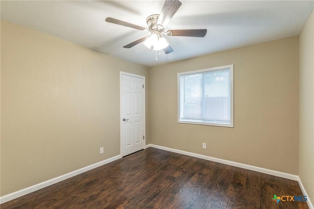 1109 Meadow Dr, Killeen, TX 76549 - empty room with baseboards, dark wood-style flooring, and ceiling fan