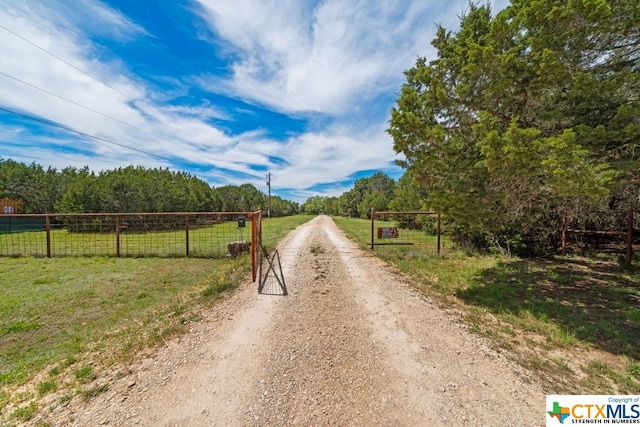 view of street with a rural view