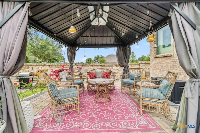 1404 Andalucia Dr, San Marcos, TX 78666 - view of patio / terrace with a gazebo, outdoor lounge area, area for grilling, and fence