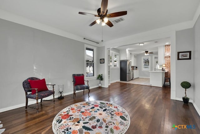 8 Herry Ct, New Braunfels, TX 78130 - sitting room with ceiling fan, wood finished floors, and baseboards