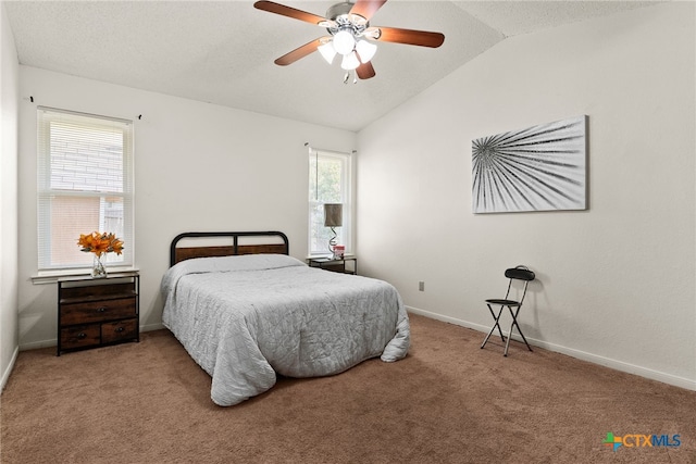 401 Suzie St, Killeen, TX 76542 - bedroom featuring carpet floors, lofted ceiling, and ceiling fan
