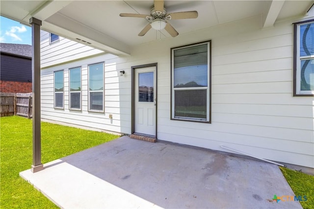 2523 Red Fern Dr, Harker Heights, TX 76548 - view of exterior entry with a ceiling fan and a patio area