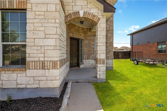 2523 Red Fern Dr, Harker Heights, TX 76548 - doorway to property featuring stone siding and brick siding