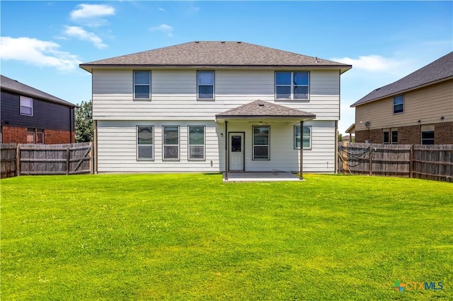 2523 Red Fern Dr, Harker Heights, TX 76548 - back of house featuring a patio area, a fenced backyard, and a shingled roof