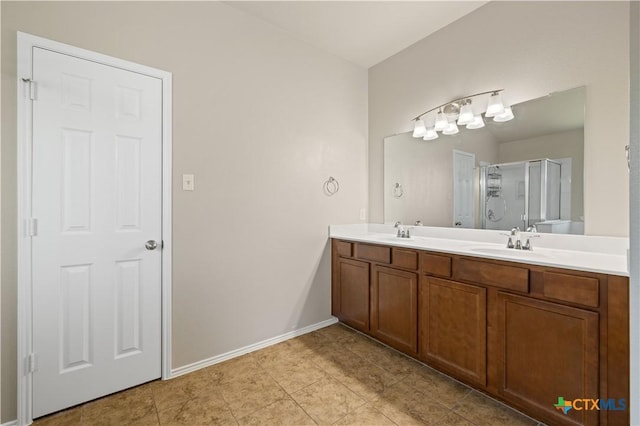 2523 Red Fern Dr, Harker Heights, TX 76548 - full bath with a stall shower, double vanity, and tile patterned floors