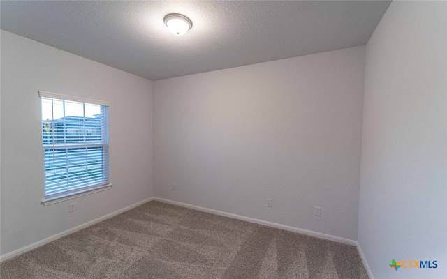 spare room featuring carpet and a textured ceiling