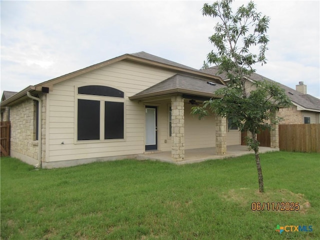 1418 Fawn Lily Dr, Temple, TX 76502 - rear view of house with a patio area and stone siding