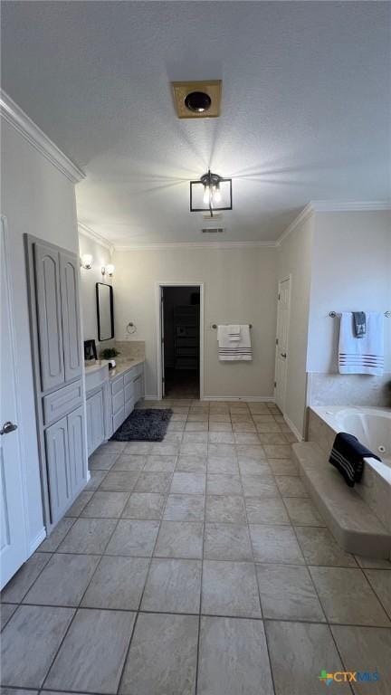 1004 Shady Hollow Ct, Nolanville, TX 76559 - bathroom with crown molding, a jetted tub, and vanity