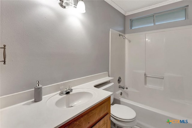 106 Hamlet Ct, Victoria, TX 77901 - full bath featuring bathtub / shower combination, vanity, and ornamental molding