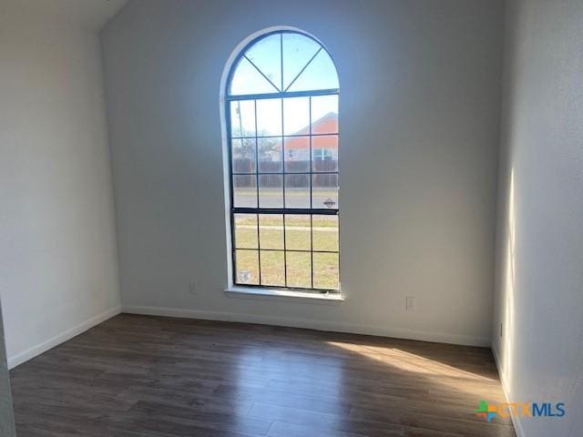 empty room featuring dark wood-type flooring