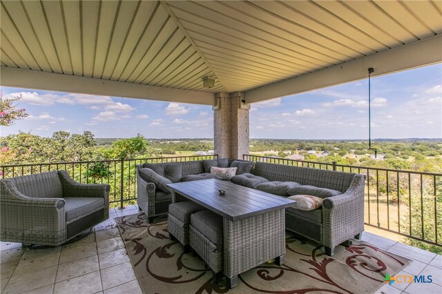 exterior space featuring an outdoor living space