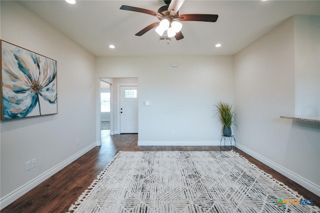 3611 Hanselman Rd, Victoria, TX 77901 - unfurnished room featuring wood finished floors, a ceiling fan, recessed lighting, and baseboards