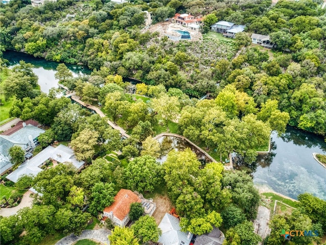 bird's eye view featuring a water view