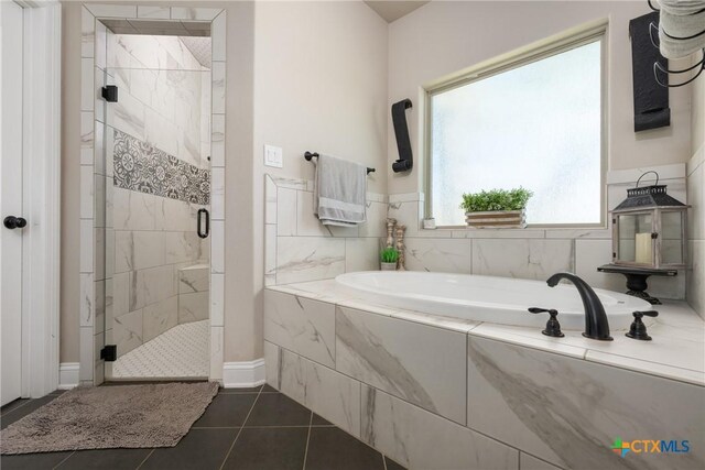 2015 Th Jones Mill Way, Salado, TX 76571 - bathroom with a shower stall, a garden tub, and tile patterned flooring