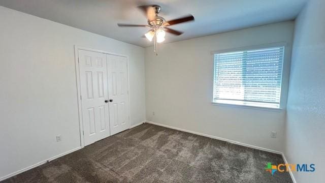 249 Bethann Dr, Temple, TX 76502 - unfurnished bedroom featuring carpet, a closet, and ceiling fan
