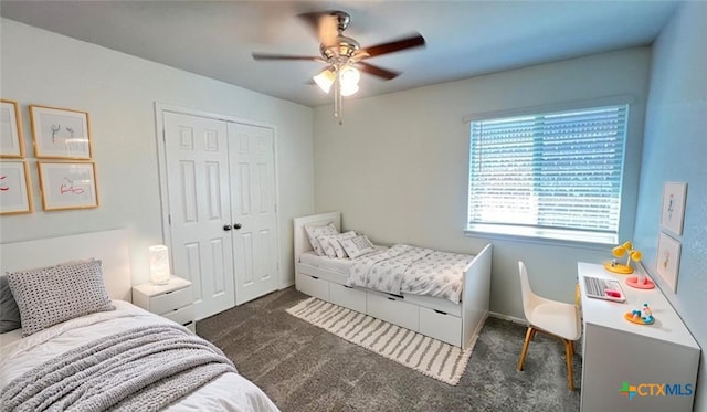 249 Bethann Dr, Temple, TX 76502 - carpeted bedroom featuring a closet and a ceiling fan