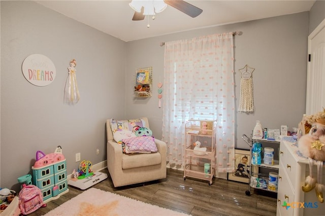 111 Lexington Ln, Victoria, TX 77901 - recreation room with wood finished floors, baseboards, and ceiling fan