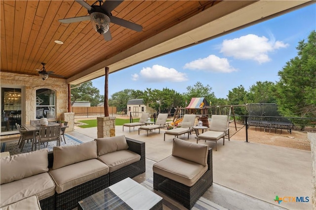 810 Pinnacle Pkwy, New Braunfels, TX 78132 - view of patio / terrace featuring an outdoor living space, ceiling fan, and outdoor dining space