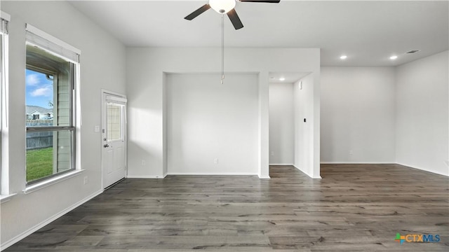 3938 Legend Park, New Braunfels, TX 78130 - empty room with ceiling fan, wood finished floors, and recessed lighting