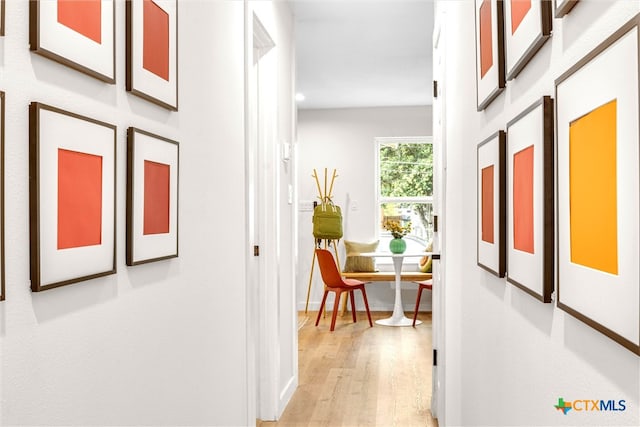 corridor with light hardwood / wood-style floors