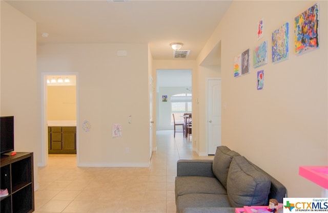 interior space featuring light tile patterned flooring