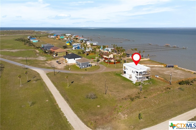 bird's eye view featuring a water view