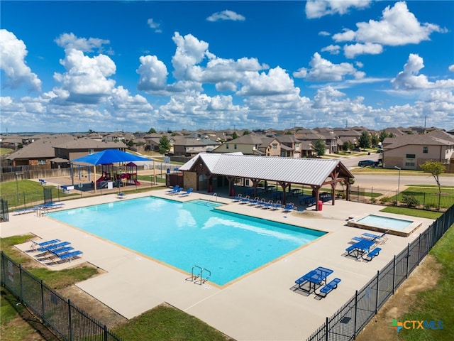 view of pool featuring a gazebo and a patio area