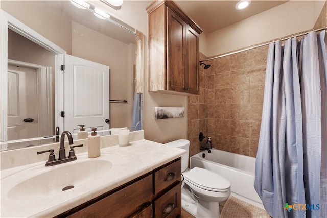 3308 Ten Bits Dr, Belton, TX 76513 - full bathroom with toilet, vanity, and shower / bathtub combination with curtain