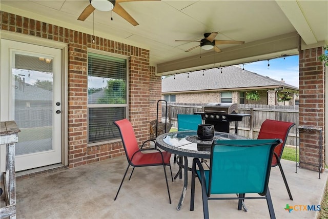 3308 Ten Bits Dr, Belton, TX 76513 - view of patio featuring a ceiling fan, area for grilling, and outdoor dining space