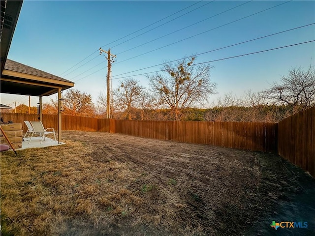 view of yard featuring a patio