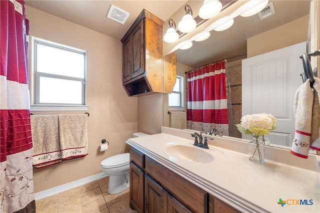 3201 Purple Sage Dr, Belton, TX 76513 - bathroom featuring tile patterned floors, baseboards, toilet, and visible vents