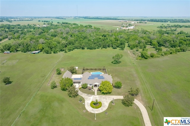 drone / aerial view with a rural view