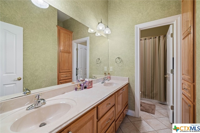 bathroom featuring vanity and tile patterned floors