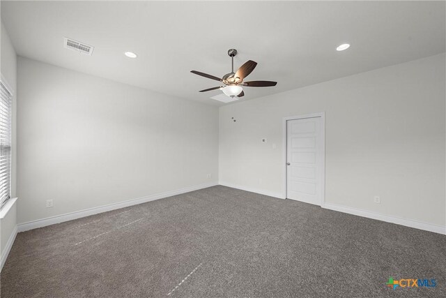 6402 Waggoner Ct, Temple, TX 76502 - unfurnished room with ceiling fan and dark colored carpet