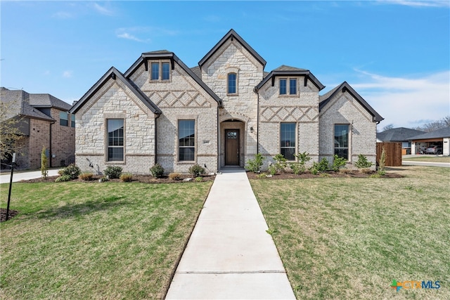 view of front of home with a front lawn