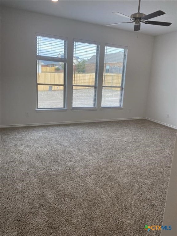 spare room with carpet, plenty of natural light, and baseboards