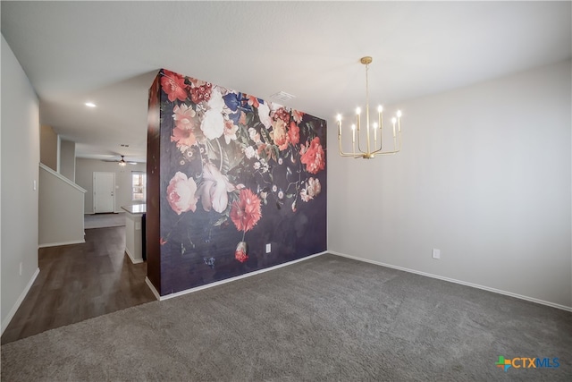 7147 Azure Waters, Converse, TX 78109 - empty room with a chandelier, recessed lighting, and carpet flooring