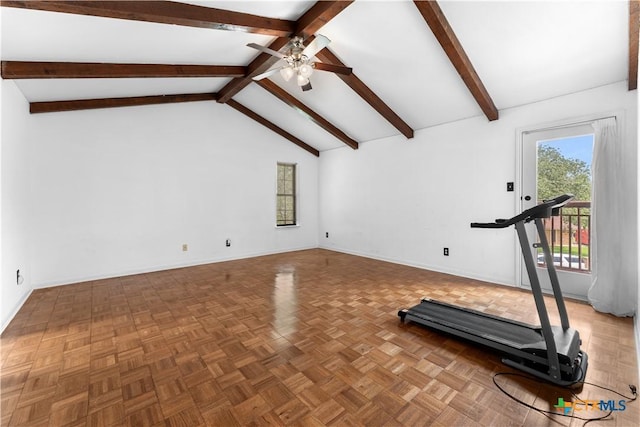 2106 Antelope Trl, Harker Heights, TX 76548 - workout room with ceiling fan and vaulted ceiling
