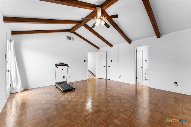 2106 Antelope Trl, Harker Heights, TX 76548 - workout area featuring a ceiling fan and vaulted ceiling
