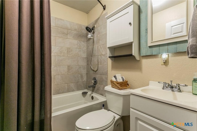 13230 Harvest Hill Ln, Holland, TX 76534 - full bathroom with vanity, shower / bath combination with curtain, and toilet