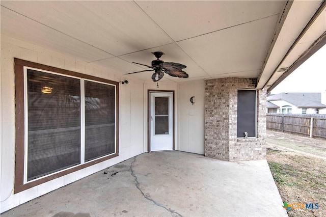 view of patio / terrace featuring ceiling fan