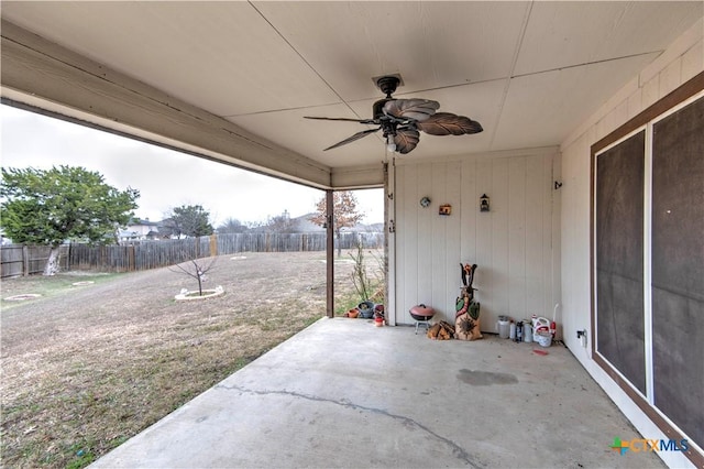 view of patio / terrace featuring ceiling fan