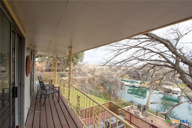 balcony with a water view