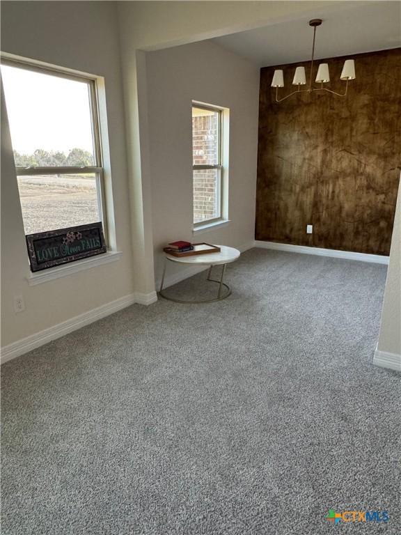 spare room featuring carpet floors and baseboards